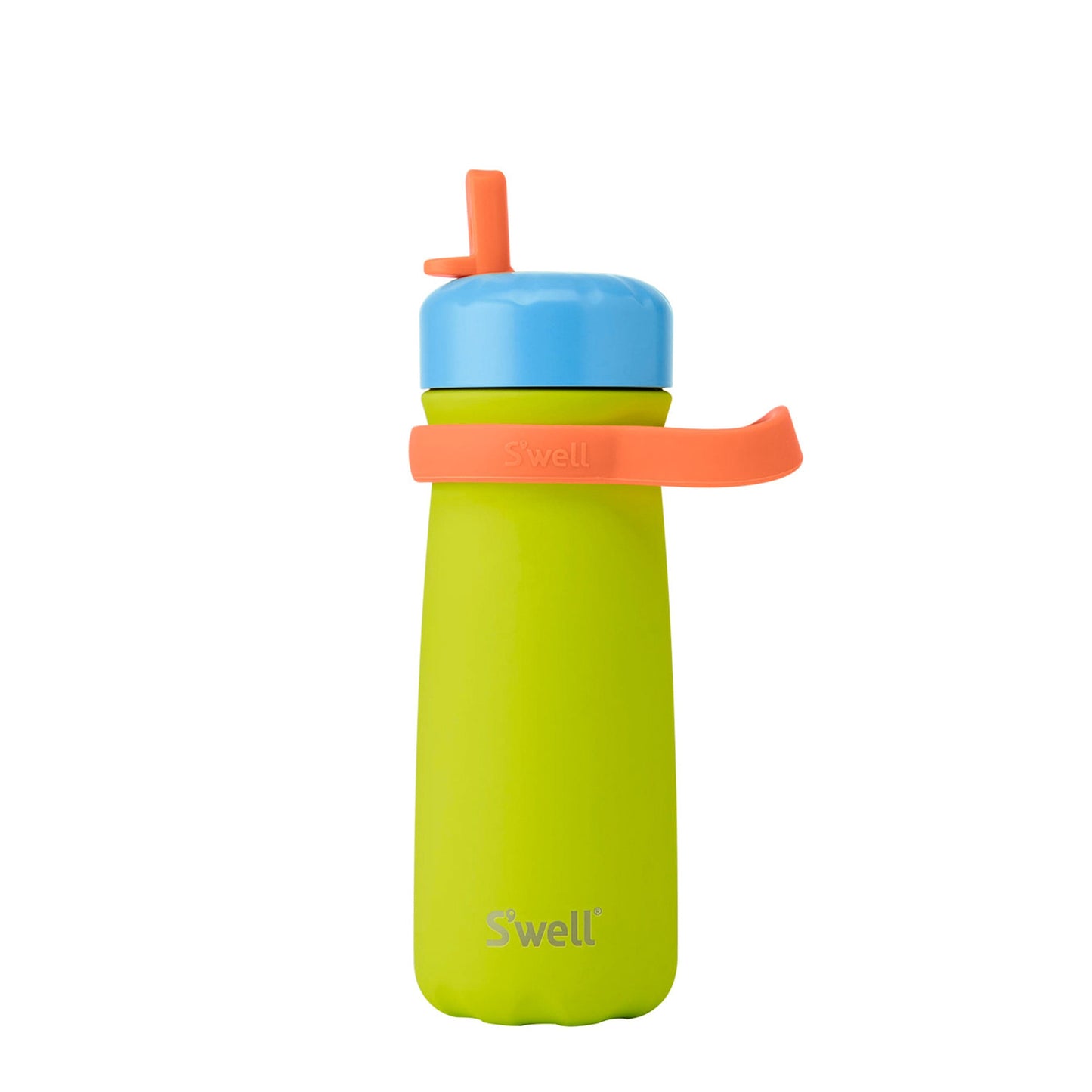 traveler-with-flip-straw-lid-16oz-r7 Swell-Kids-Water-Bottle-Traveler-16oz-Lime-Sherbet-Front-Lid-Up.jpg